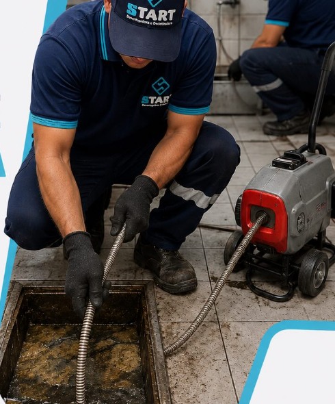Profissional da Start realizando serviço em rede de gordura